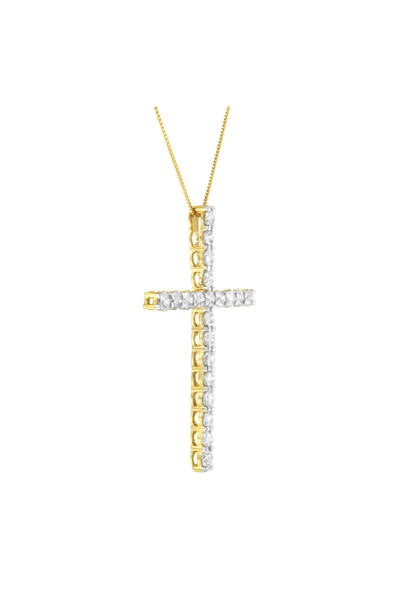 Haus of Brilliance 10K Yellow Gold Plated Silver 4.0 Cttw Diamond Cross Pendant Necklace, Alternate, color, Yellow