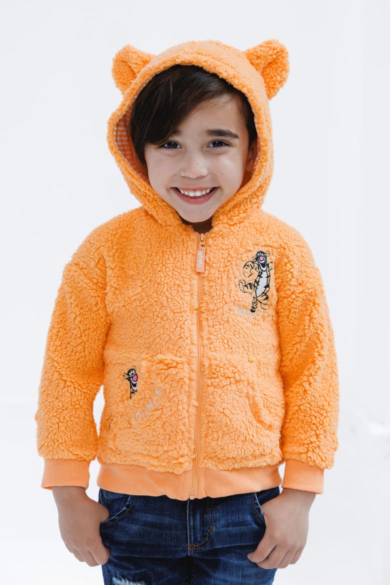 Faux Shearling Hoodie, Alternate, color, Tigger Orange Orange