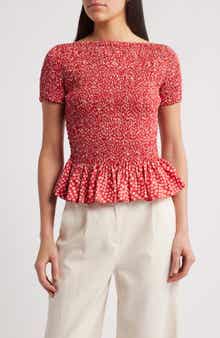 Faithfull the Brand Deboni Smocked Peplum Top