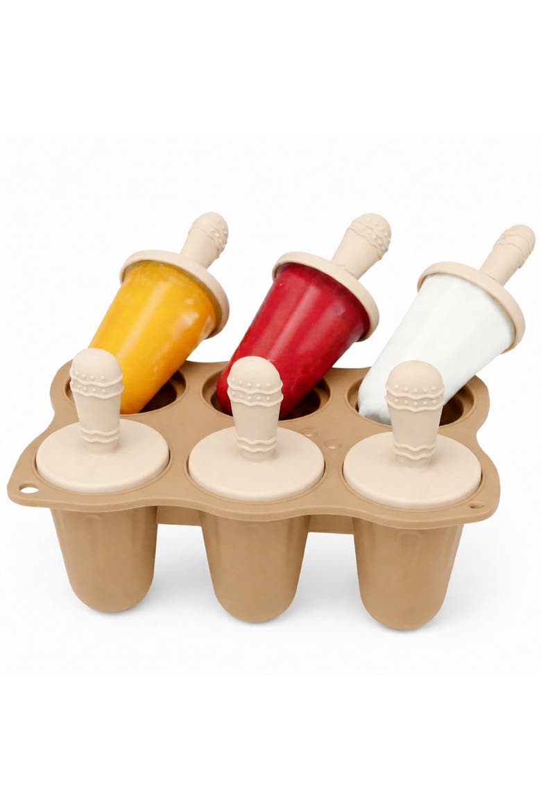 Silicone Baby Popsicle Mold Teething Ice Pop 6 Cavity, Main, color, Beige