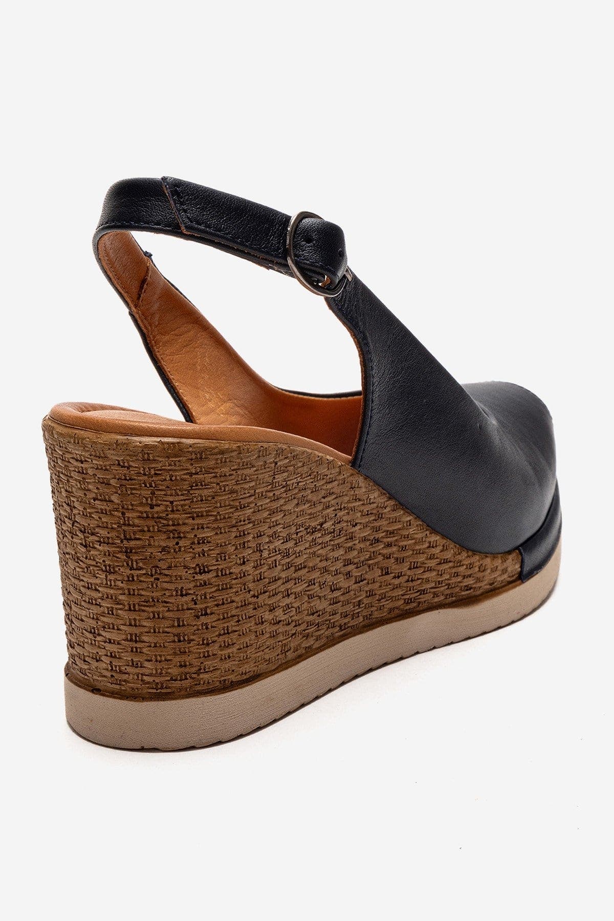 Helina Leather Wedge Sandal, Alternate, color, Navy