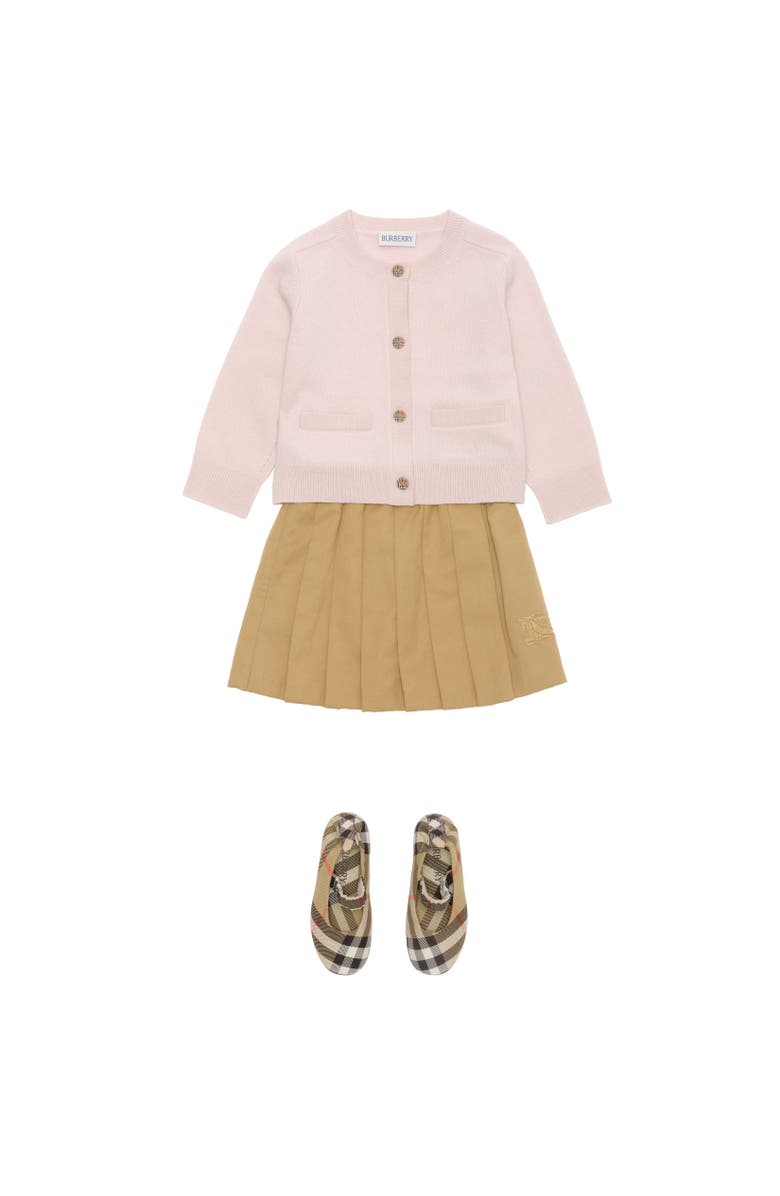 Burberry Check Patch Wool Cashmere Cardigan, Alternate, color, Ice Pink