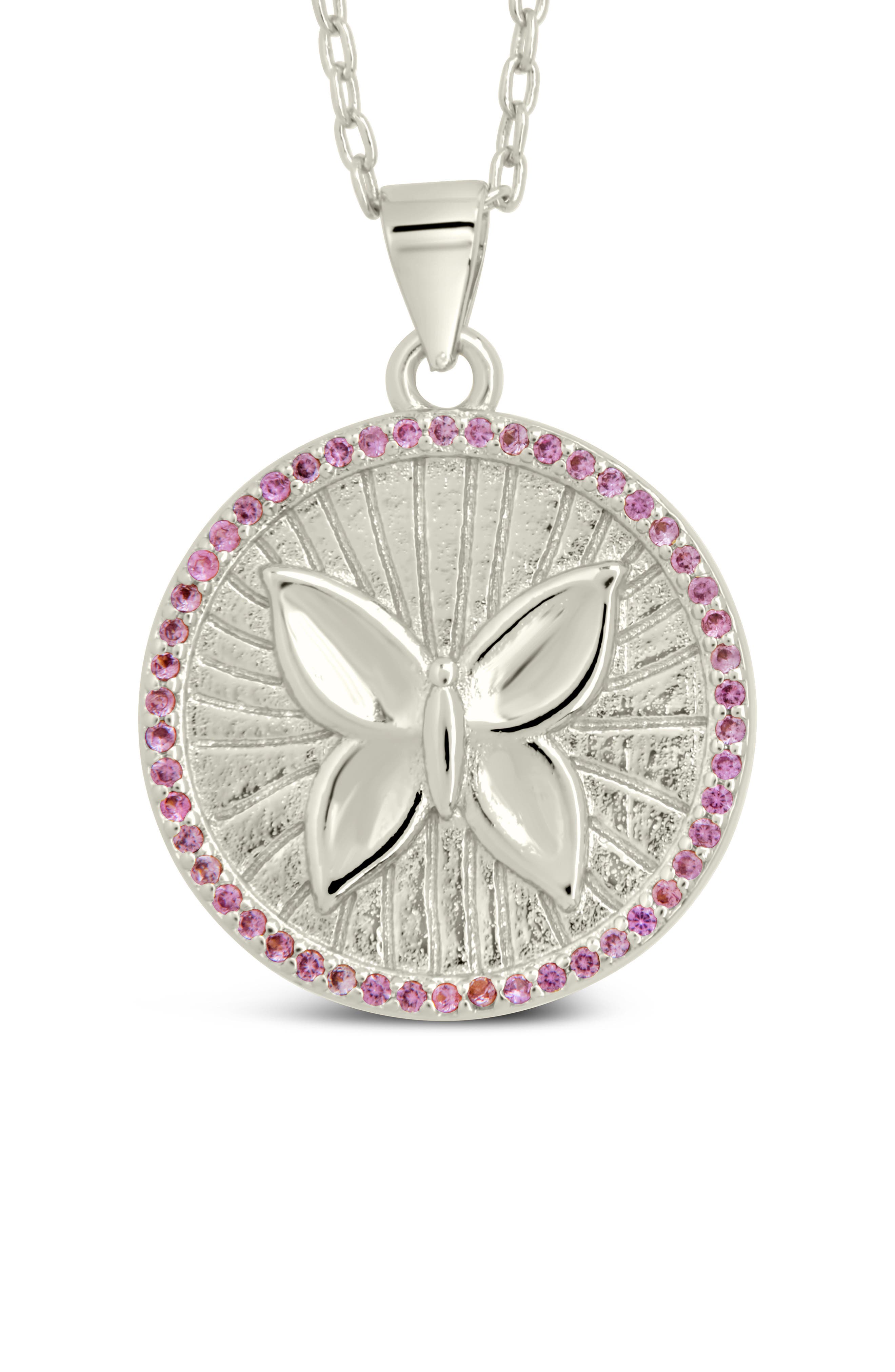 Sterling Forever Bindi Cubic Zirconia Butterfly Pendant Necklace (Women ...