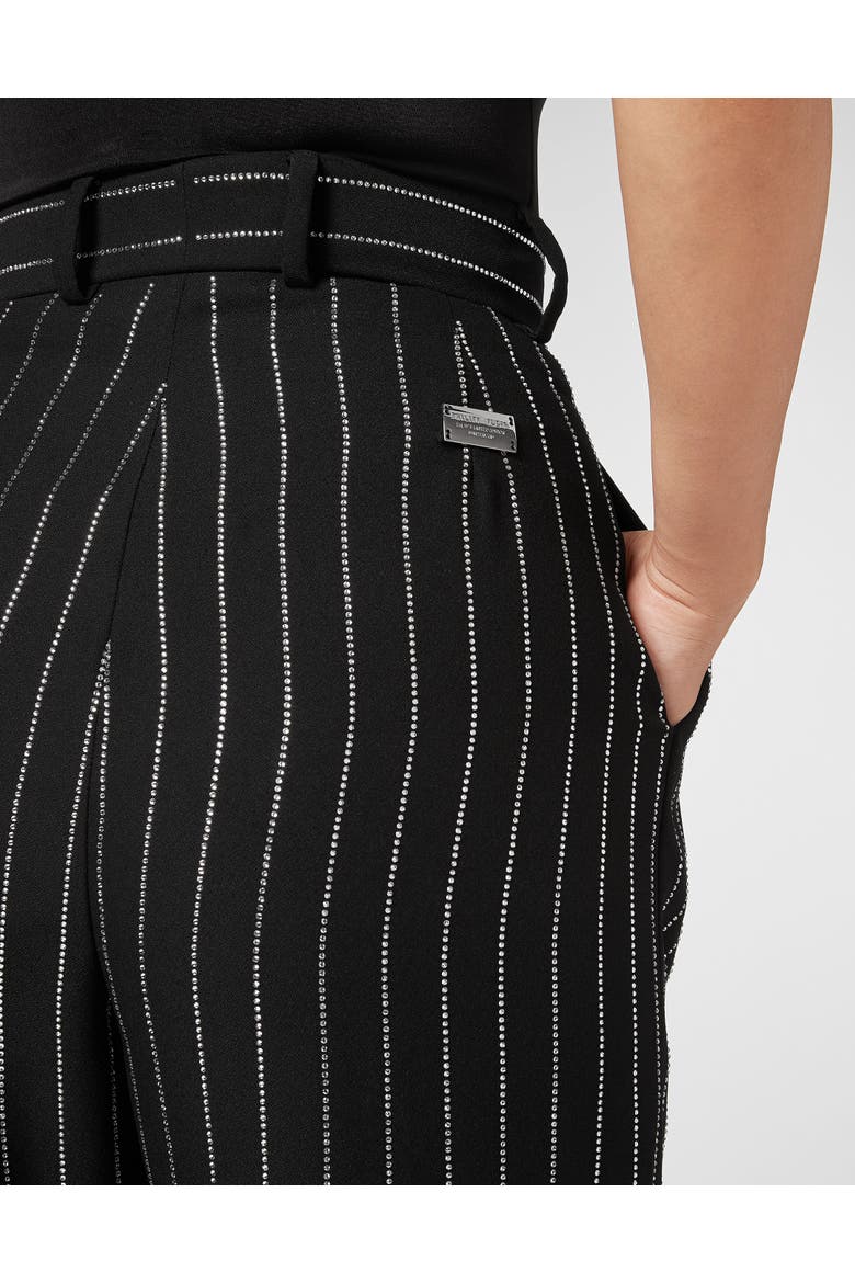 Cady Trousers Man Fit Crystal Pinstripe Women, Alternate, color, black