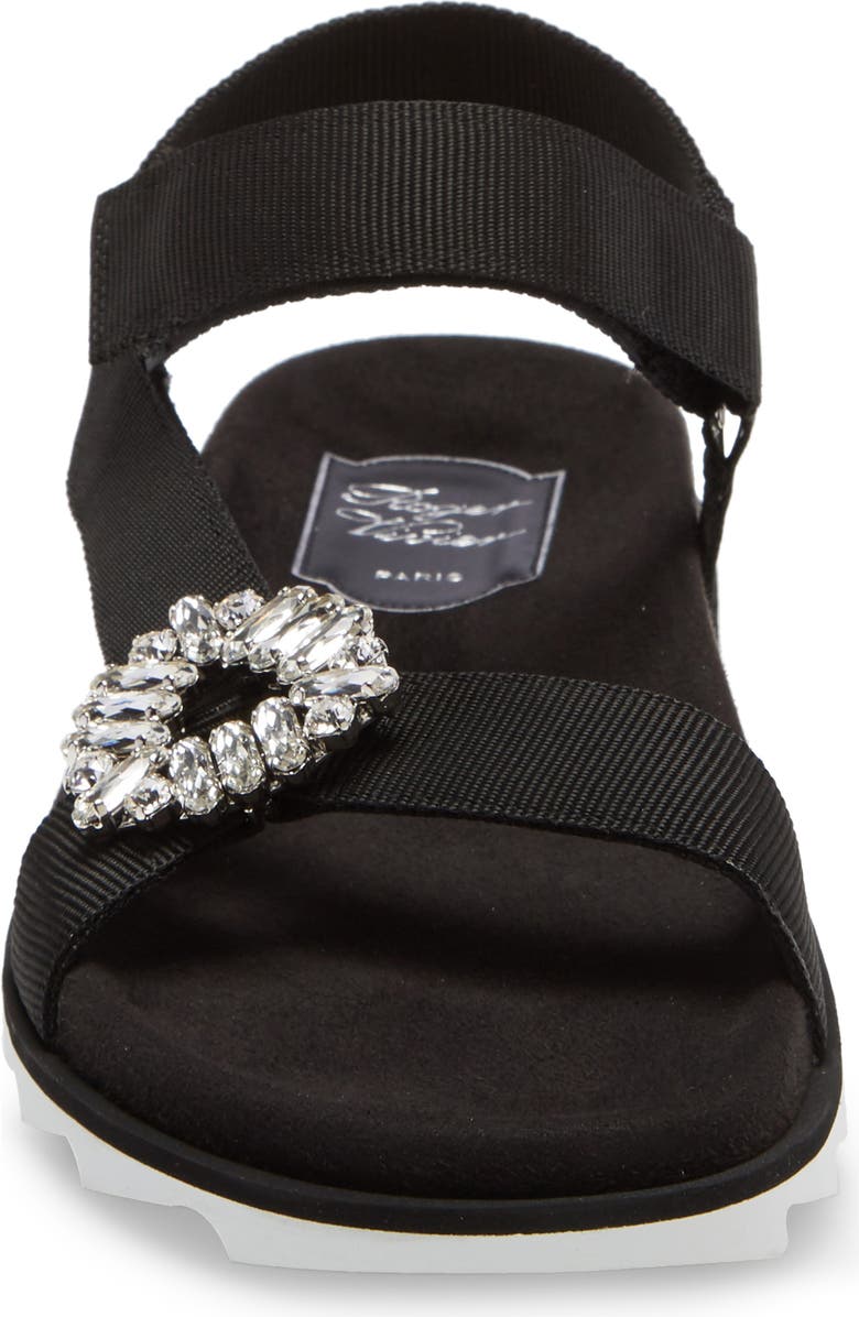 Roger Vivier Trekky Viv Crystal Buckle Sandal, Alternate, color,