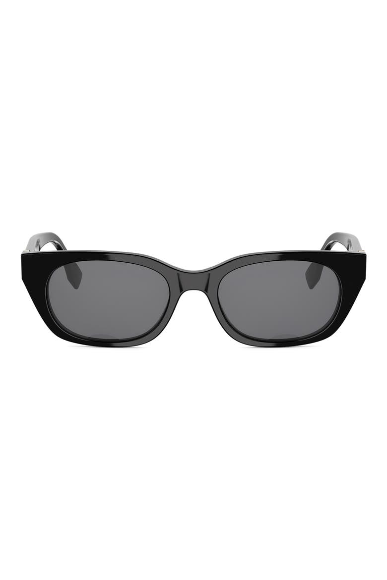 Forever Fendi 51mm Cat Eye Sunglasses, Main, color, SHINY BLACK / SMOKE