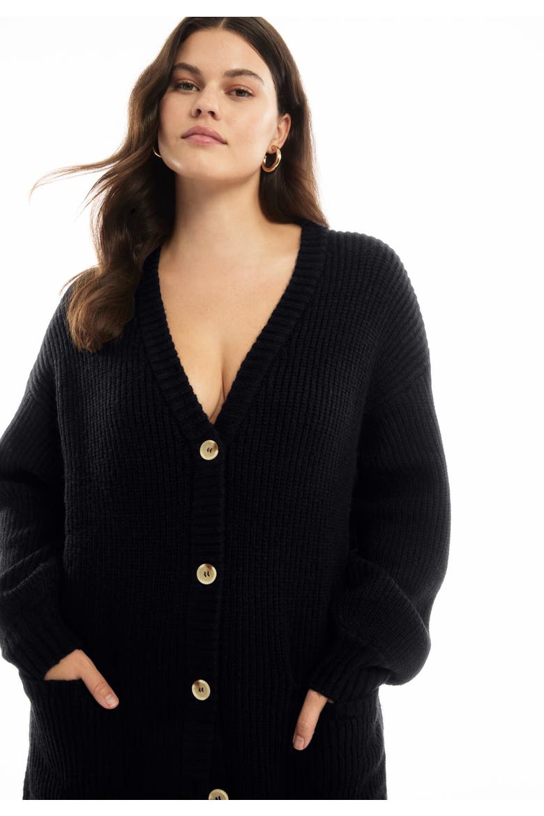 Midi-Length Button-Down Cardigan, Alternate, color, BLACK ONYX