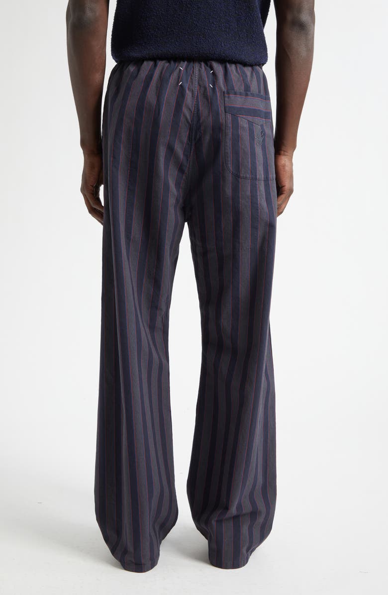 Maison Margiela Stripe Cotton Wide Leg Pajama Trousers, Alternate, color, Grey And Asphalt