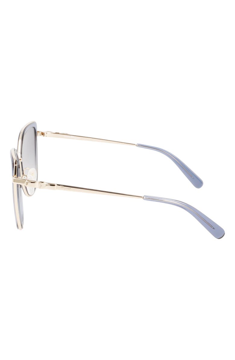 FERRAGAMO 54mm Gradient Cat Eye Sunglasses, Alternate, color, Gold/ Blue