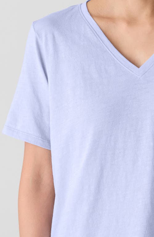 Eileen Fisher Easy V-neck Organic Cotton T-shirt In Bellflower