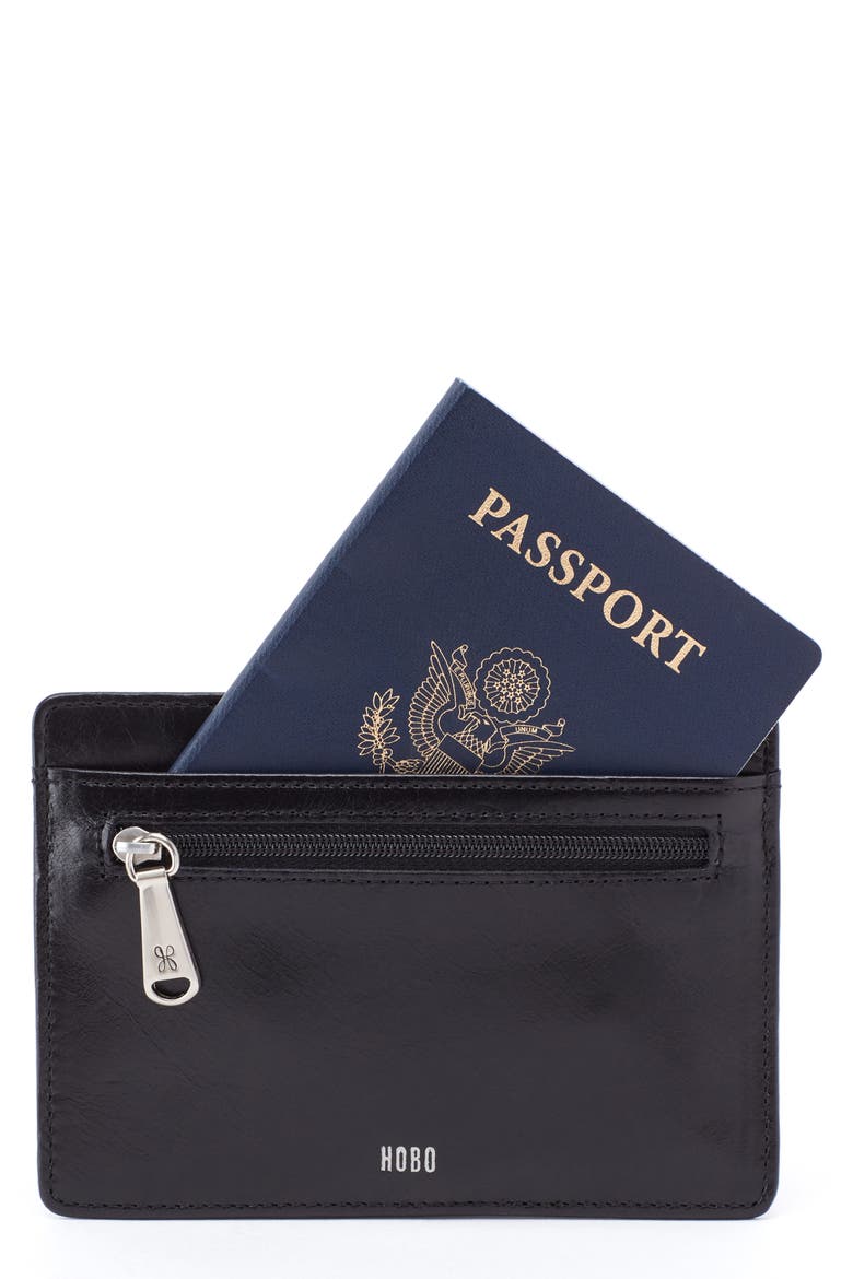 Euro Slide Leather Credit Card Case, Main, color, BLACK