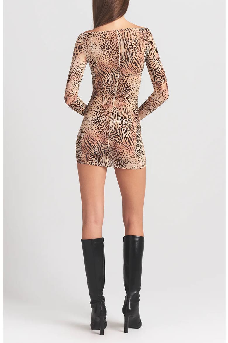 Boat Neck Minidress, Alternate, color, SAND MULTI ANIMAL
