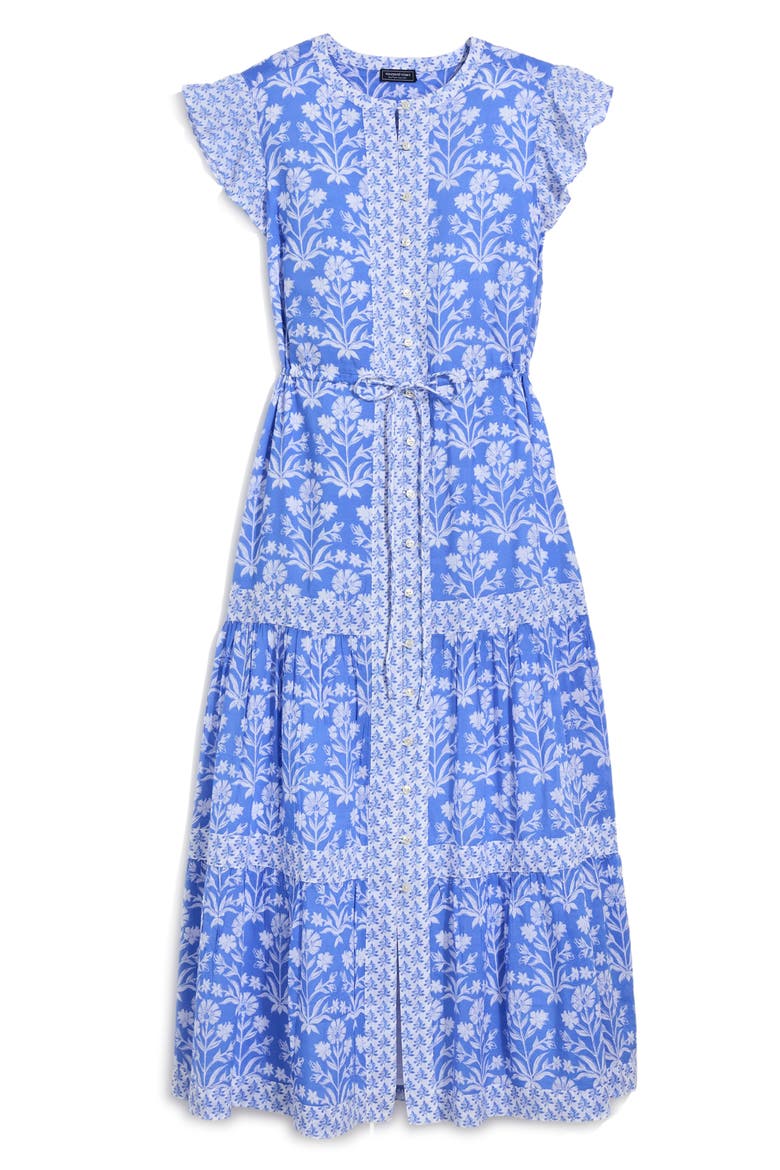 Abigail Floral Tie Waist Cotton Blend Voile Dress, Alternate, color, FLORAL BREAKER BLUE