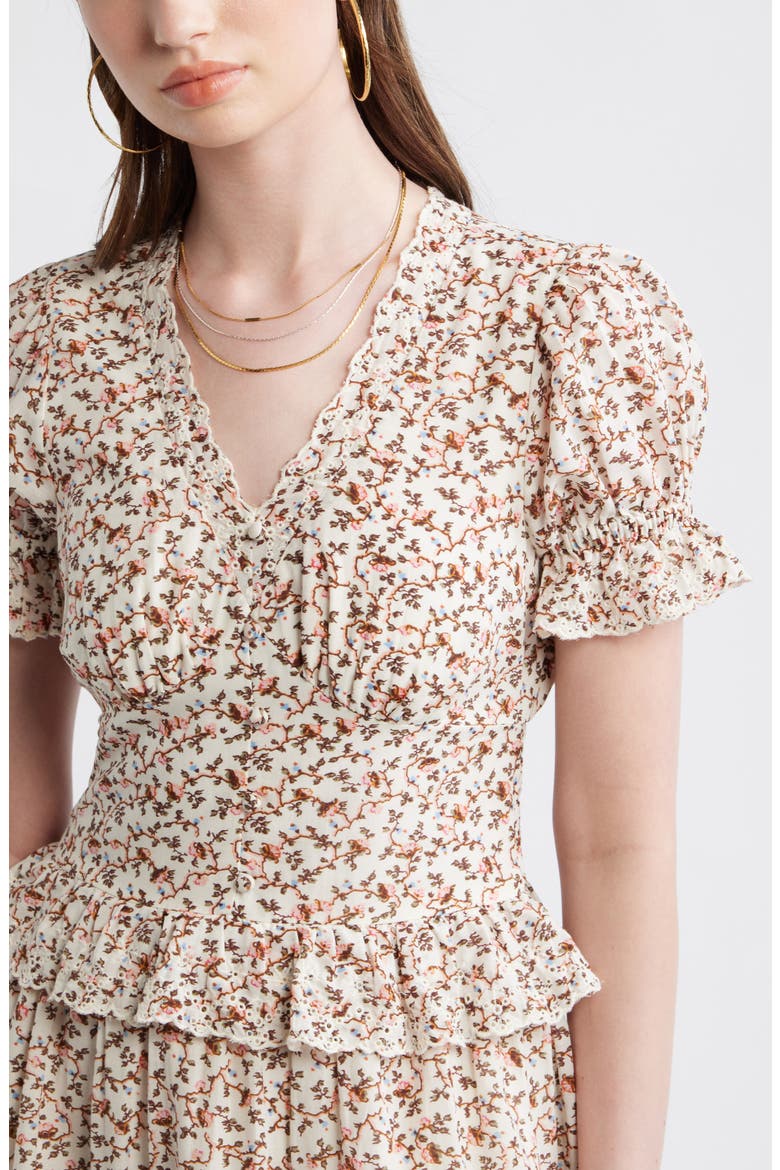 Cutwork Peplum Maxi Dress, Alternate, color, IVORY PINK GEO DITSY