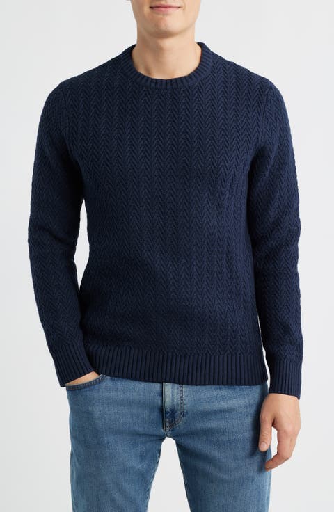 Ayr Herringbone Stitch Cotton & Wool Blend Sweater