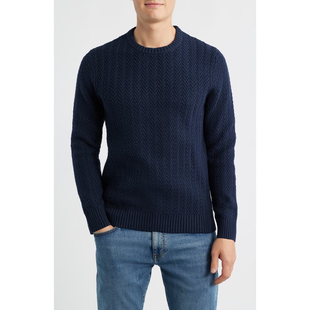James Campbell Laggan Waffle Stitch Crewneck Sweater In Blue