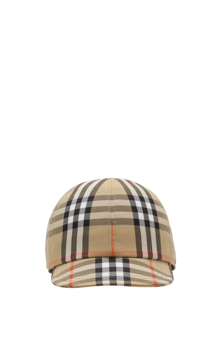Burberry Check Cotton Baseball Cap, Main, color, Sand Beige
