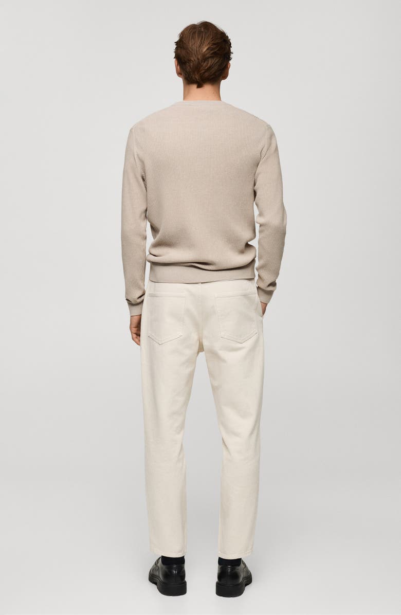 MANGO Rib Crewneck Sweater, Alternate, color, Beige