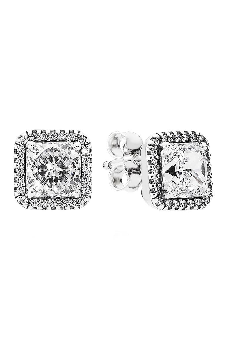 'Timeless Elegance' Stud Earrings, Main, color, STERLING SILVER/ CLEAR