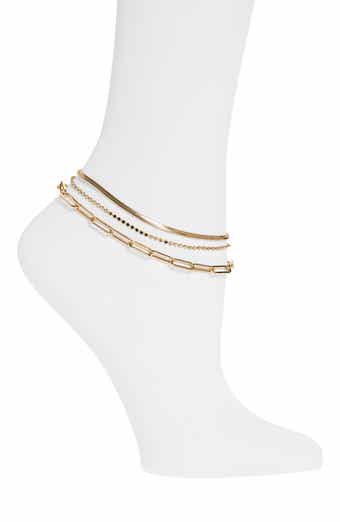 Set of 3 Fancy Chain Anklets
