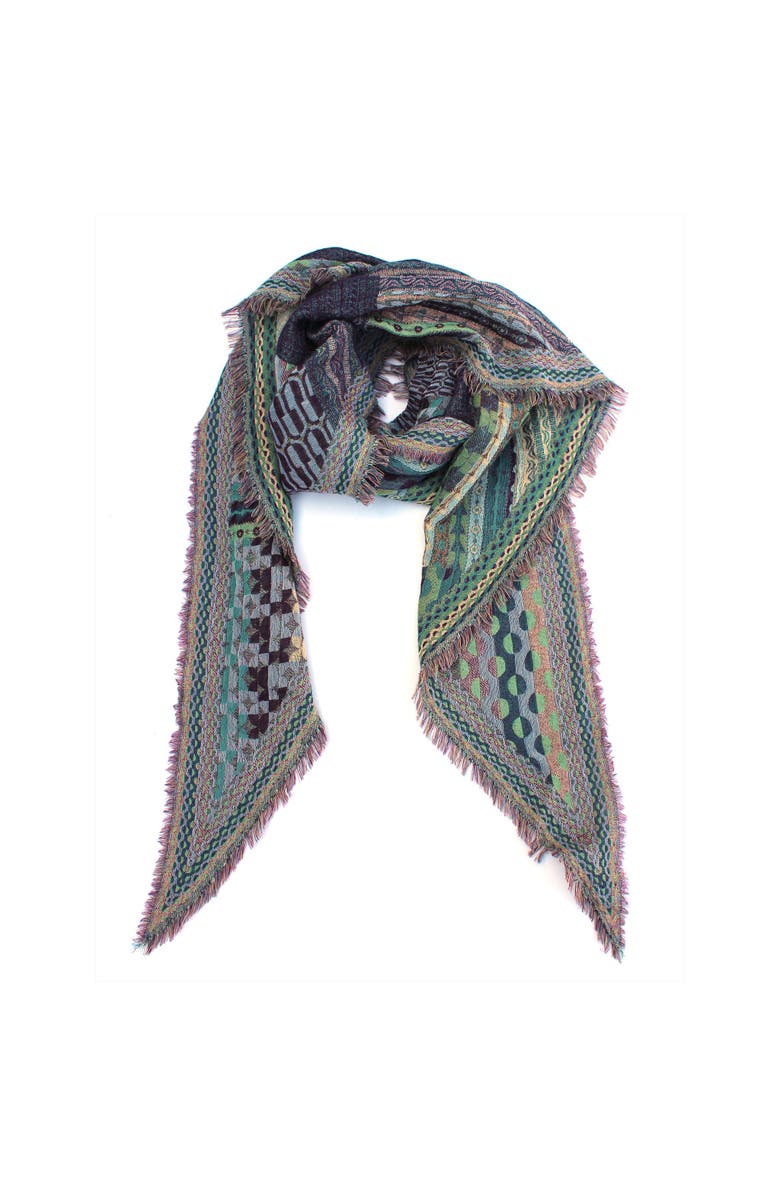 Vismaya Bohemian Dream Wool Cotton Blend Scarf, Alternate, color, Blue Plaid