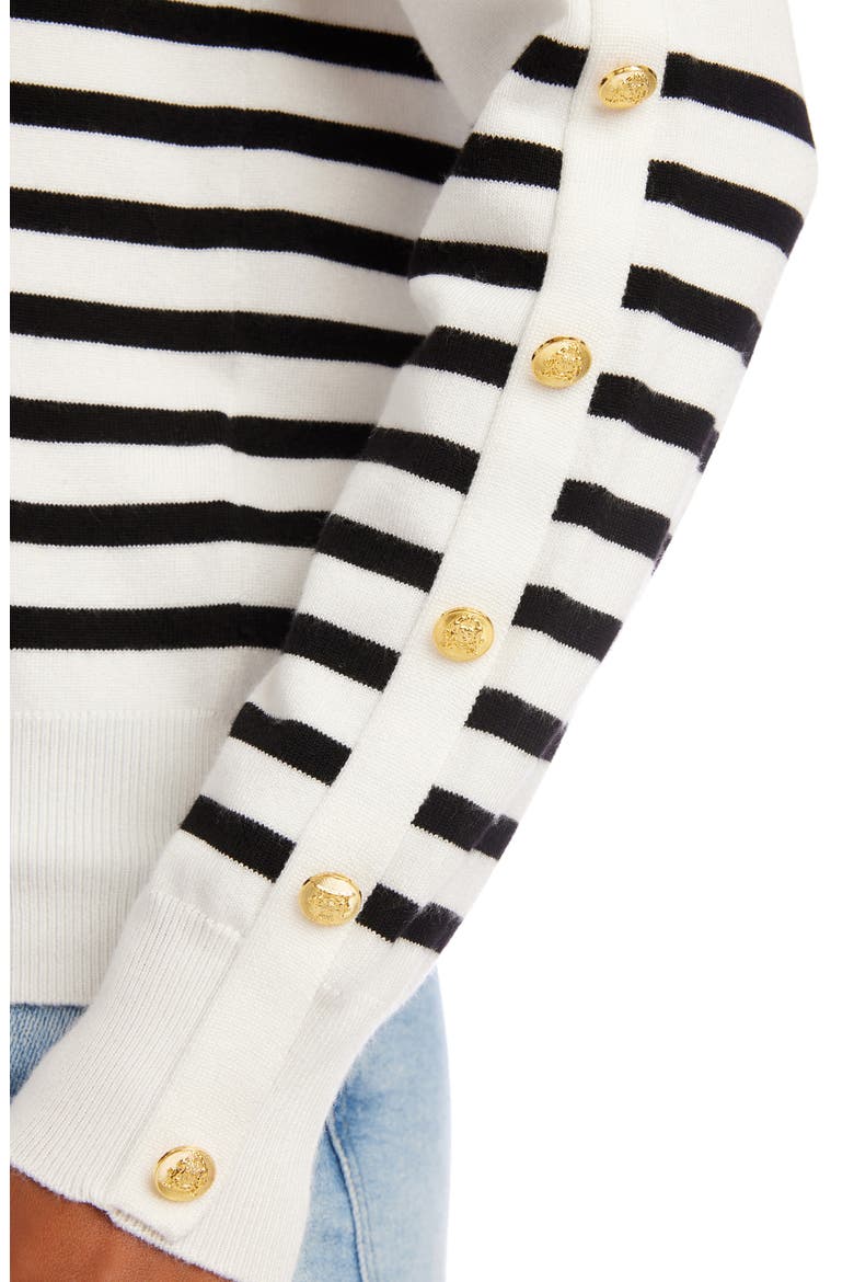 Stripe Button Detail Sweater, Alternate, color, NAUTICAL STRIPE
