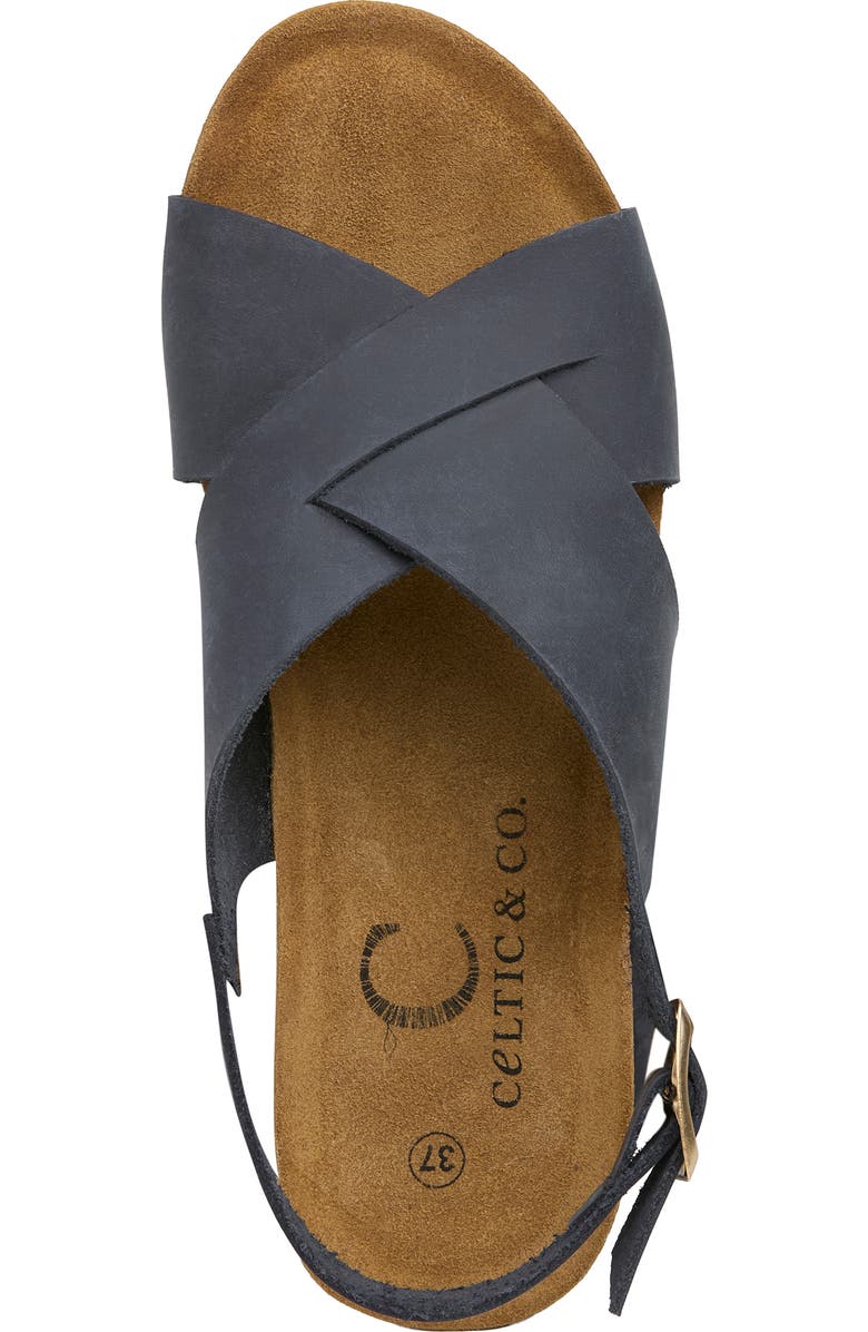 Celtic & Co. Crossover Detail Wedge Sandal, Alternate, color, Dark Navy