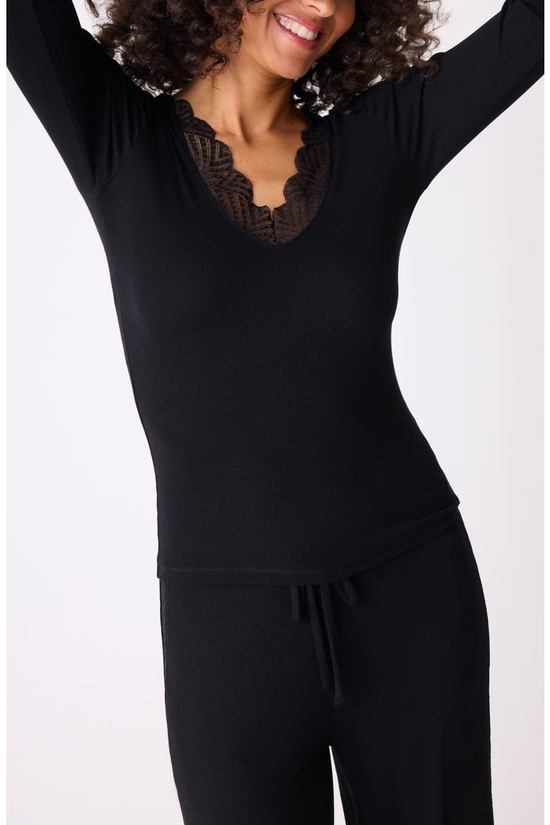 Lacey Basics Stretch Modal Pajama Top, Main, color, BLACK