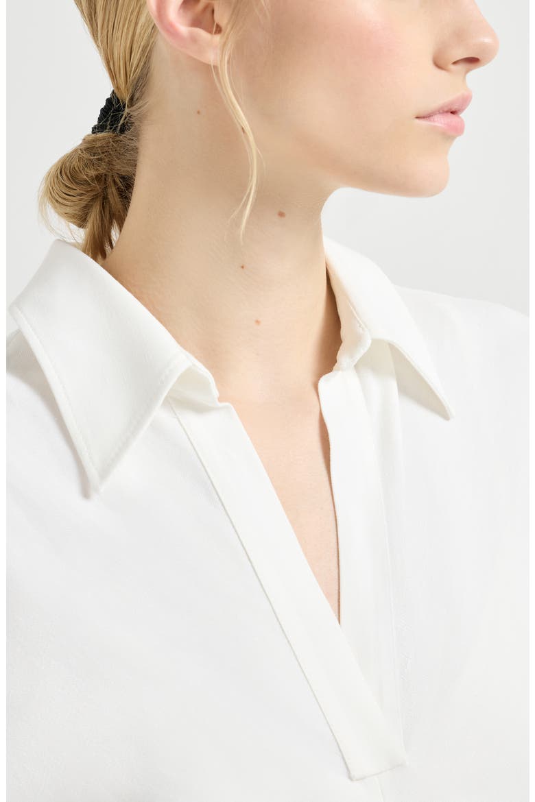 Twill dress with monili, Alternate, color, White