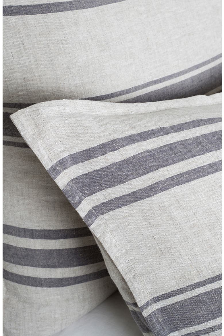 Jackson Stripe Linen Sham, Alternate, color, FLAX/ MIDNIGHT