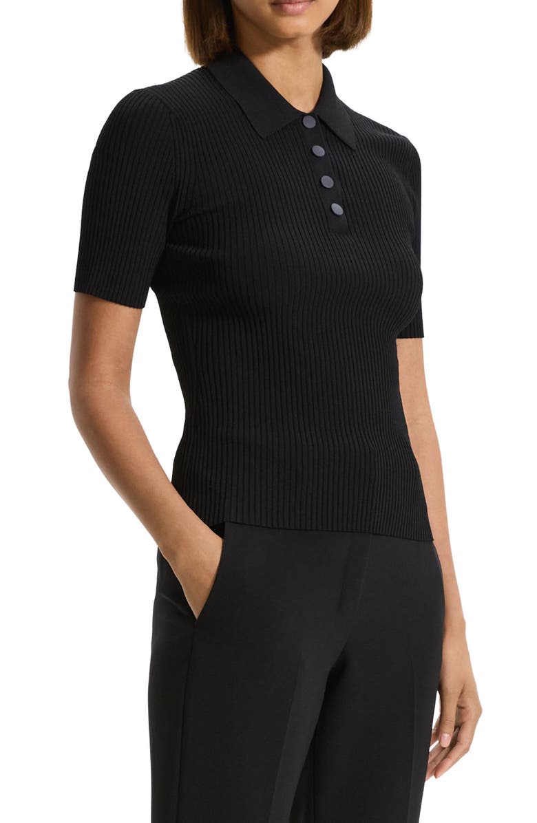 Theory Rib Sweater Polo, Alternate, color, Black