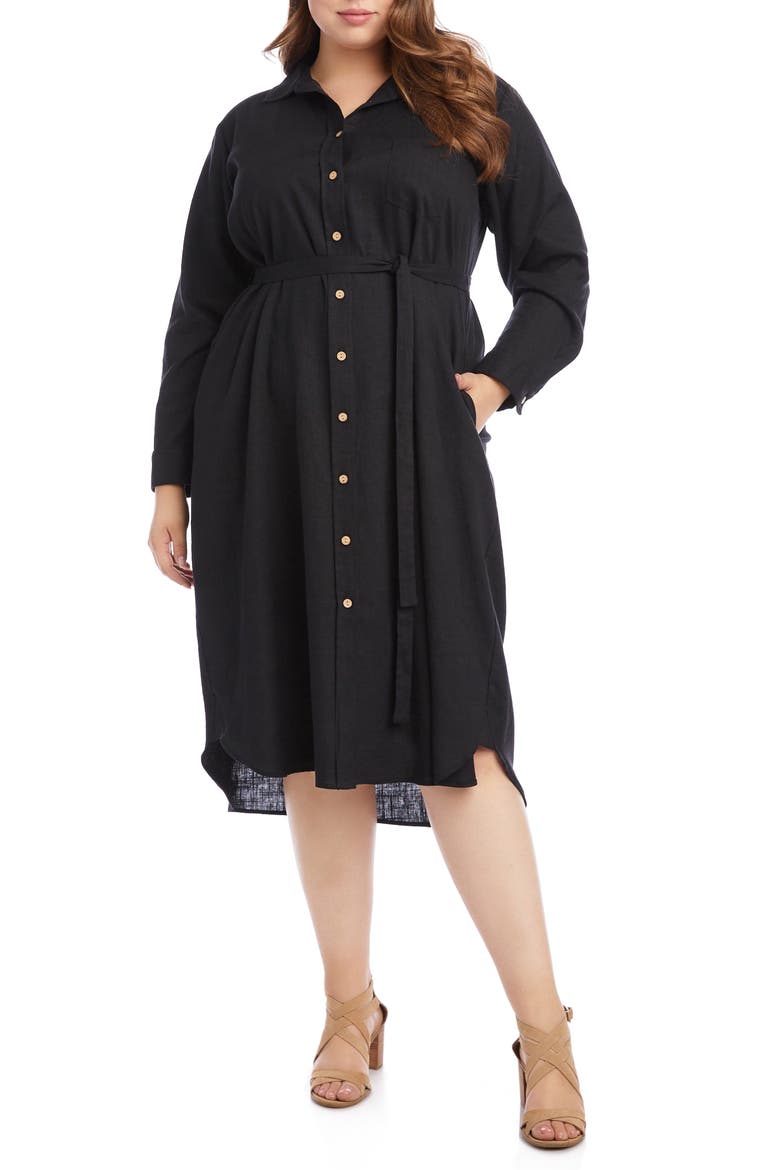 Long Sleeve Shirtdress, Main, color, BLACK
