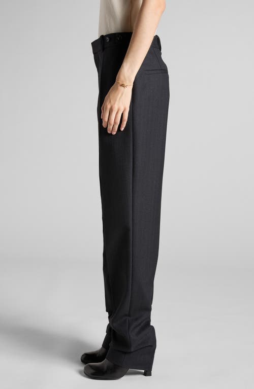 Bottega Veneta Stripe Wool Twill Straight Leg Pants In 1292 Black/dark Blue