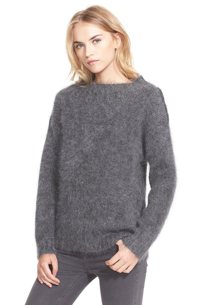 Mohair Blend Pullover, Main, color, DARK GREY MELANGE