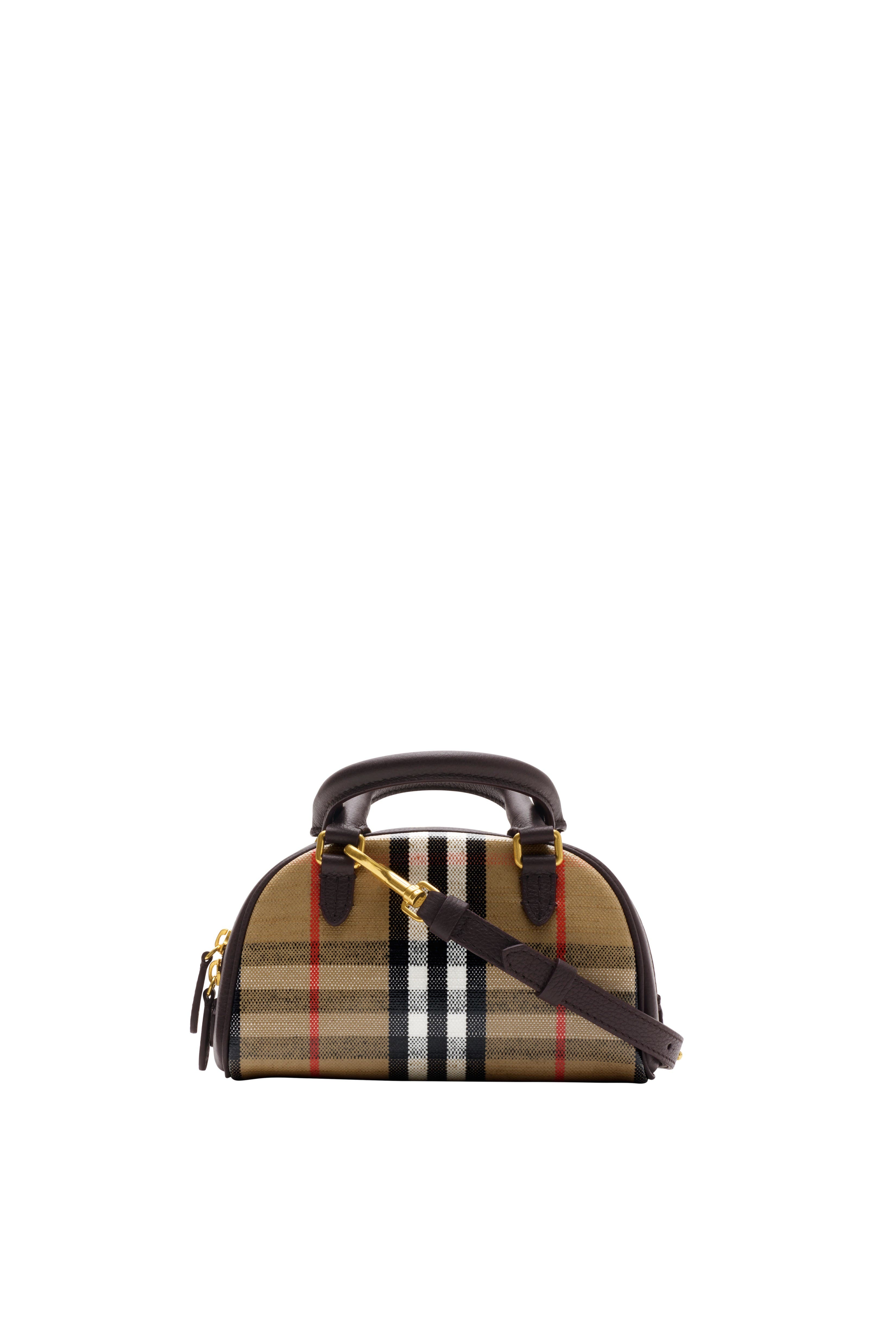 Burberry Mini Highlands Bowling Bag, Alternate, color, Sand Beige