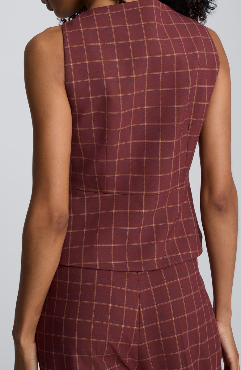 Kenneth Cole Plaid Peplum Vest, Alternate, color, Russet Multi