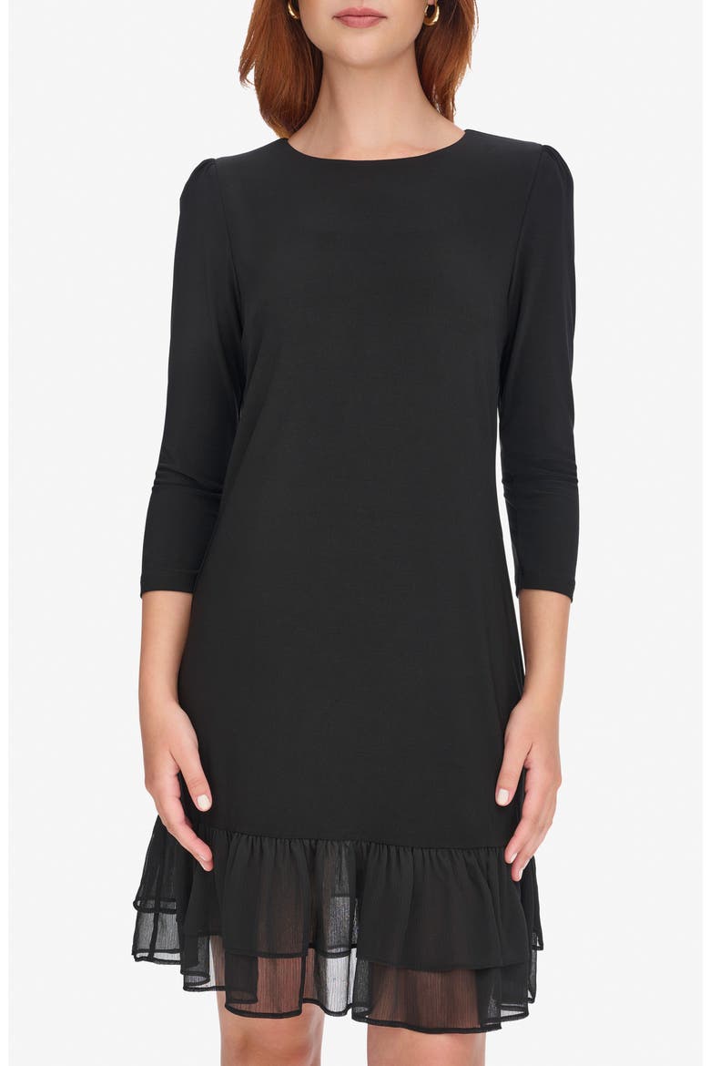 Three Quarter Sleeve Dress, Alternate, color, BLACK