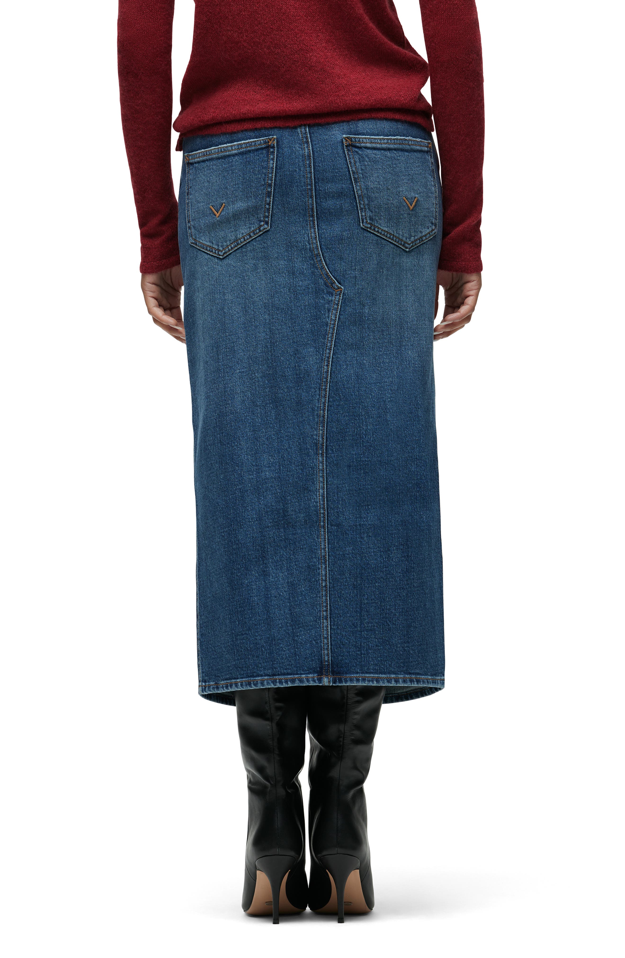 Reconstructed Denim Midi Skirt - image 2