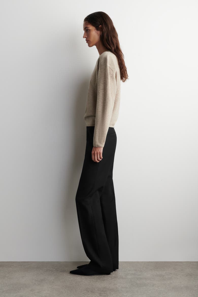 Merino Wool Crew-neck Sweater, Alternate, color, BEIGE MÉLANGE