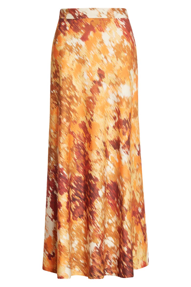 Sumner Autumn Haze Silk & Wool Twill Midi Skirt, Alternate, color, EMBER ORANGE MULTI