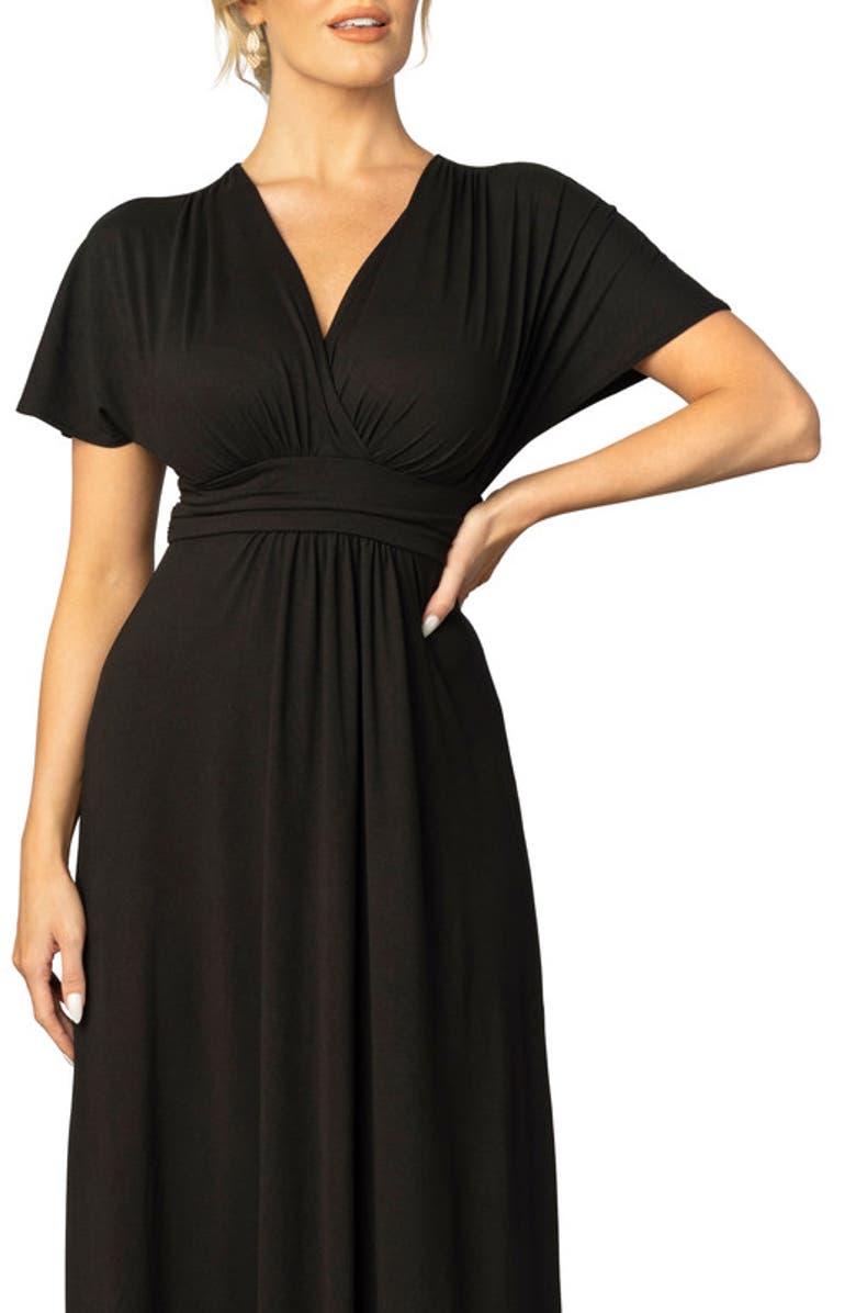 Kiyonna Vienna V-Neck Maxi Dress, Alternate, color, Black Noir