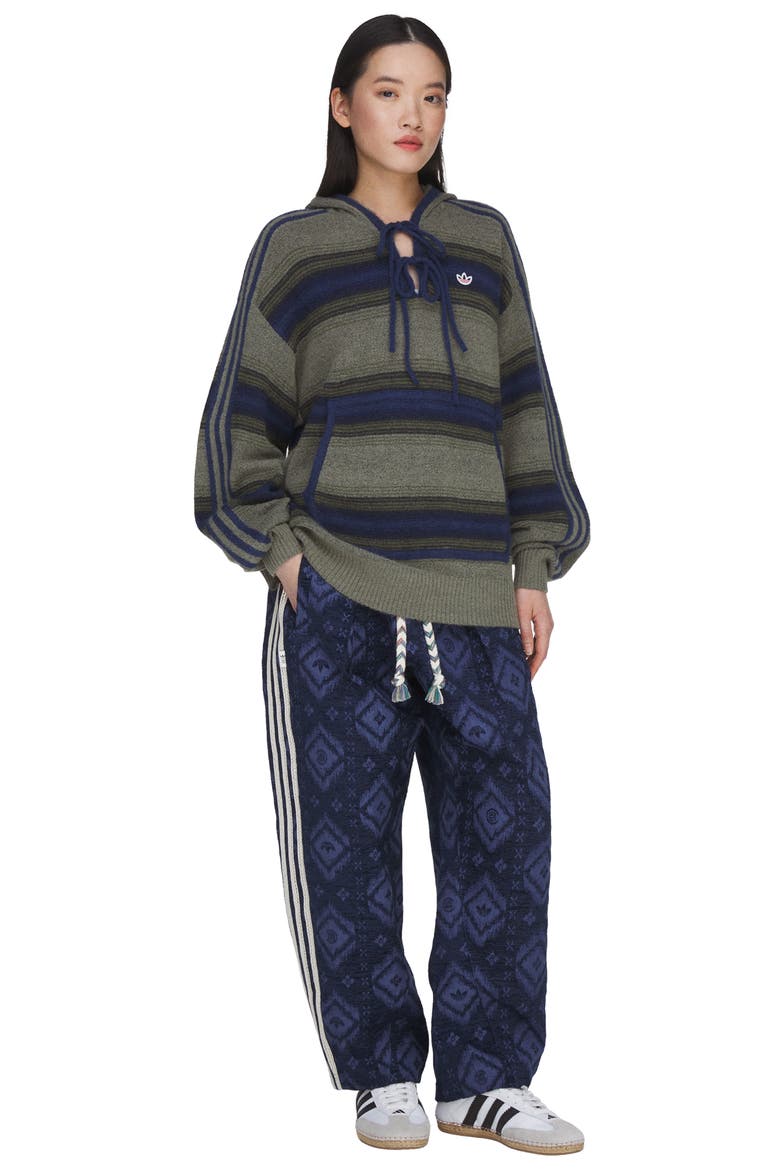 x CLOT Baja Stripe Oversize Hooded Sweater, Alternate, color, TRACE KHAKI/ TECH INDIGO