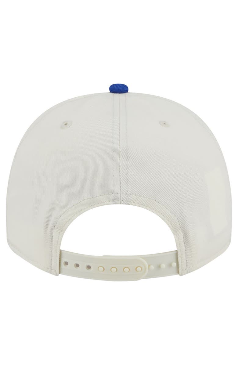 New Era Men's New Era Cream/Royal Golden State Warriors Chainstitch 9FIFTY A-Frame Snapback Hat, Alternate, color, Cream