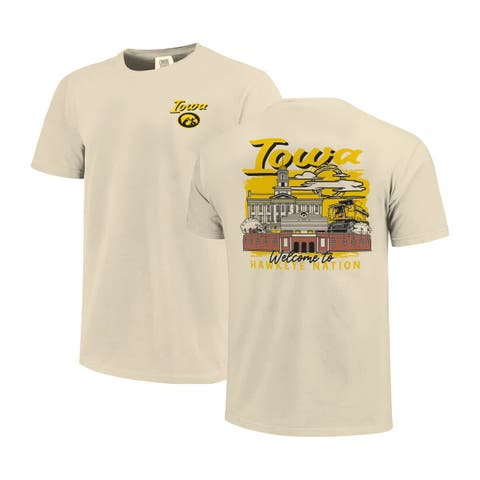 Men's Image One  Natural Iowa Hawkeyes Comfort Colors Hand-Drawn Campus Stack T-Shirt