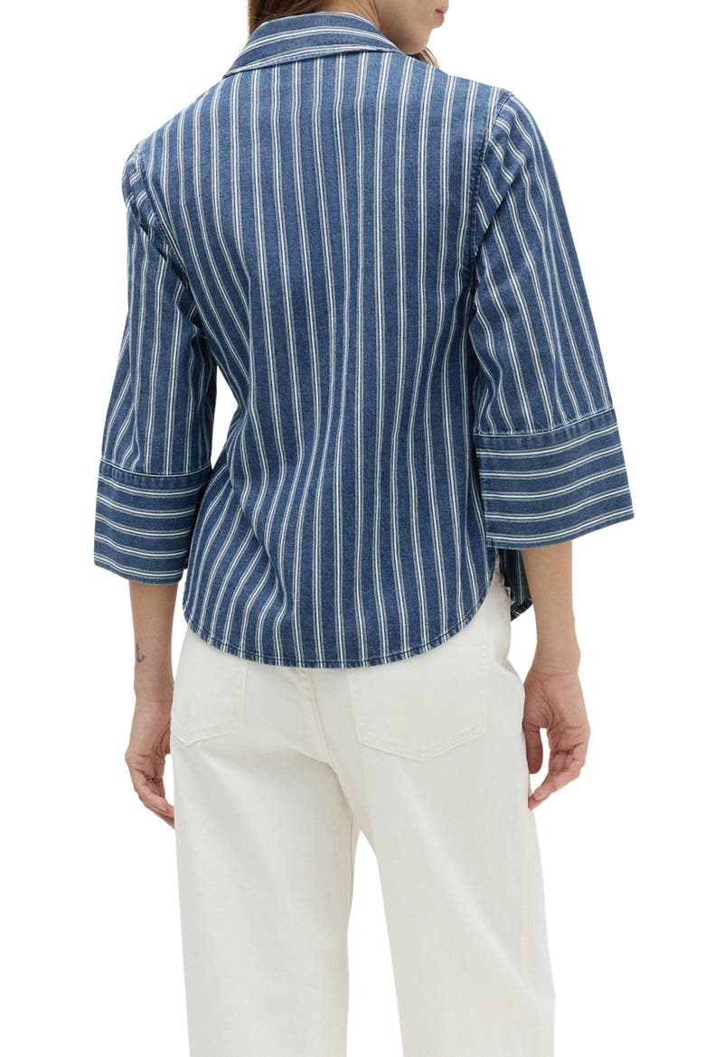 Stripe Wrap Denim Shirt, Alternate, color, BLUE DENIM