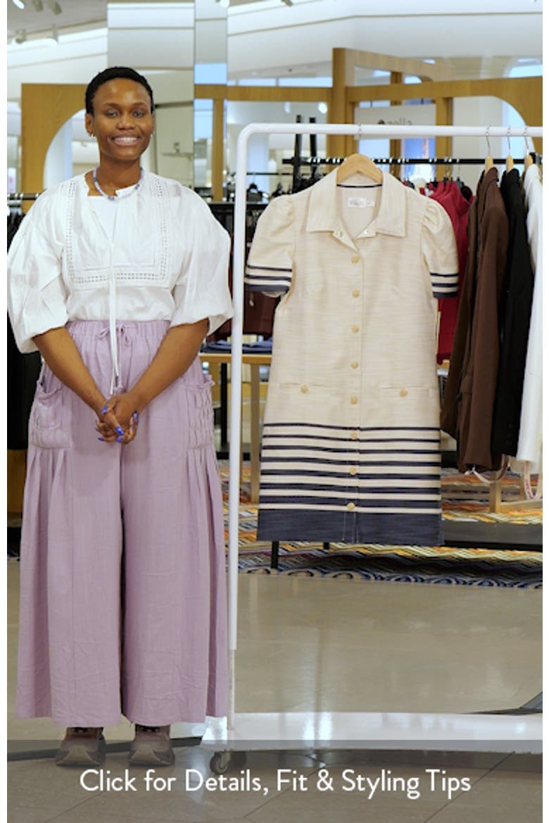 Stripe Trim Snap Front Shirtdress video