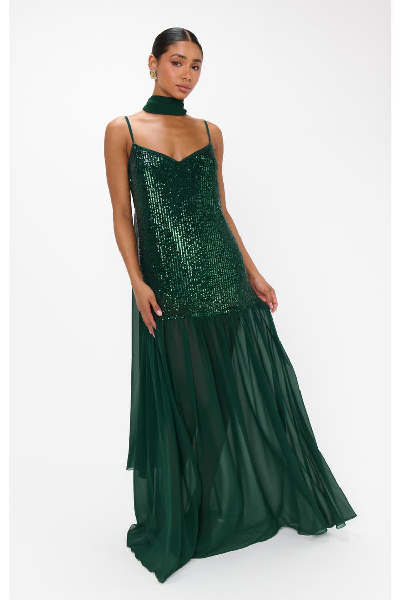 Dalia Maxi Dress, Alternate, color, Emerald Sequins