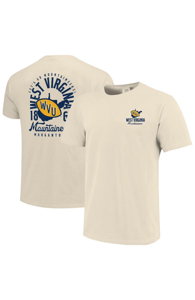 IMAGE ONE Men's Cream West Virginia Mountaineers Comfort Colors Mascot Overlay T-Shirt, Main, color, Cream