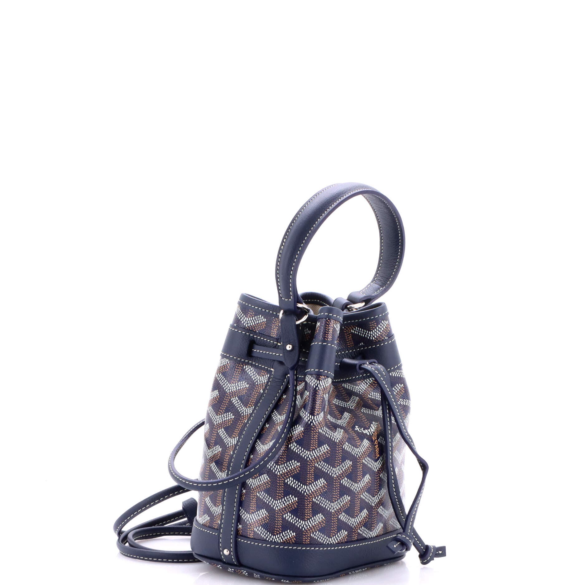 Pre-Owned Goyard Petit Flot Bucket Bag Coated Canvas Mini, Alternate, color, Blue
