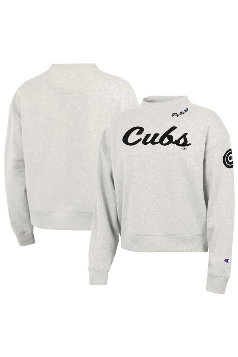 Women's Champion Stone Chicago Cubs Triumph Tri-Blend Sweatshirt, Main, color, Stone